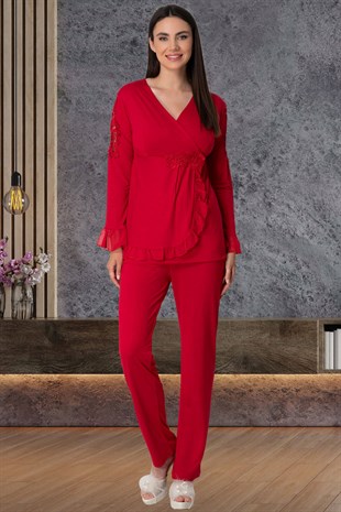 Mecit 5523 Kırmızı Lohusa Pijama Takımı