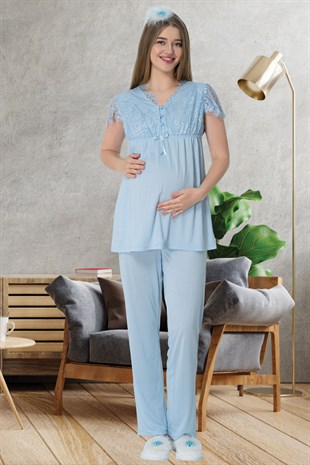 Mecit 5603 Mavi Lohusa Pijama Takımı